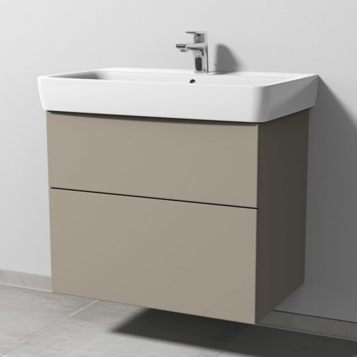 Sanipa 3way Waschtischunterbau für Keramik-Waschtisch Renova Plan 75 cm, 2 Auszüge mit Push to open