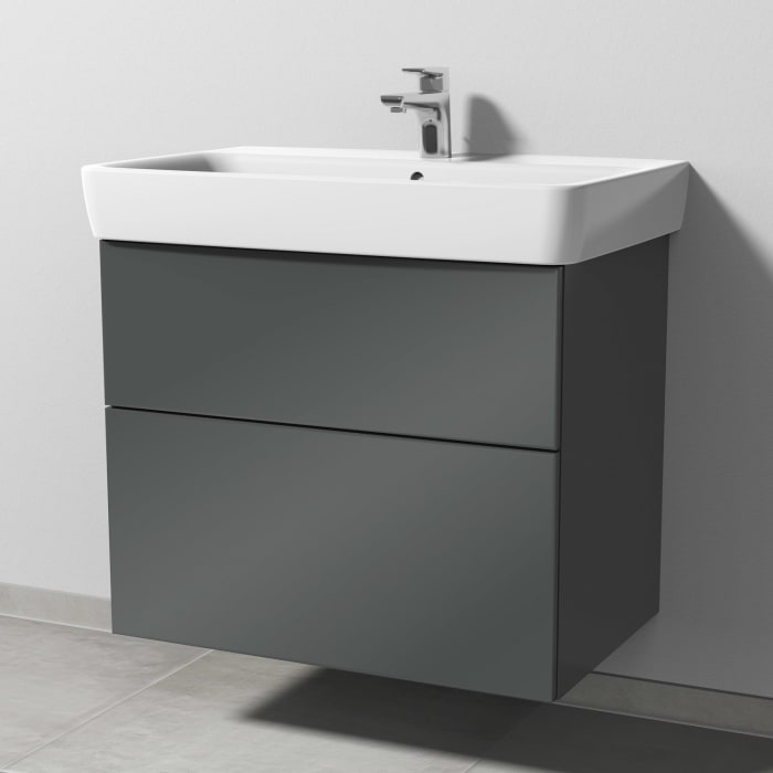 Sanipa 3way Waschtischunterbau für Keramik-Waschtisch Renova Plan 75 cm, 2 Auszüge mit Push to open