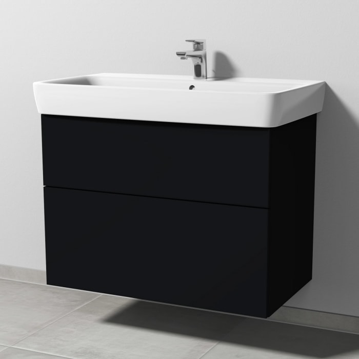 Sanipa 3way Waschtischunterbau für Keramik-Waschtisch Renova Plan 85 cm, 2 Auszüge mit Push to open