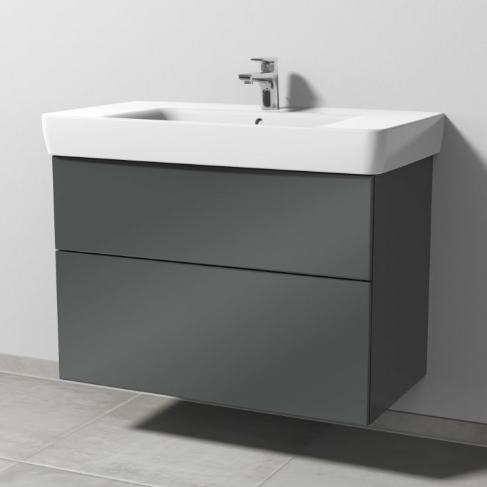 Sanipa 3way Waschtischunterbau für Keramik-Waschtisch Renova Plan 90 cm, 2 Auszüge mit Push to open