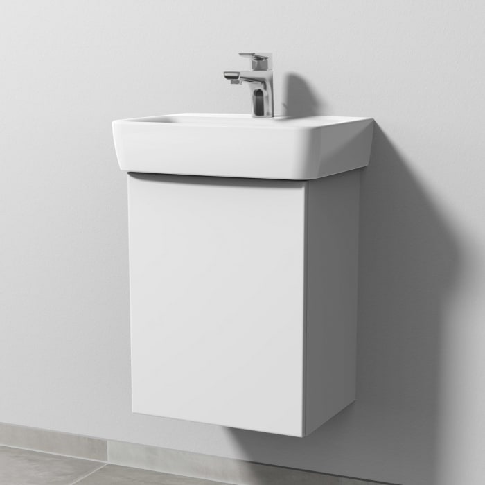 Sanipa 3way Waschtischunterbau für Keramik-Waschtisch Renova Plan 45 cm, 1 Tür, Anschlag links, mit Push to open
