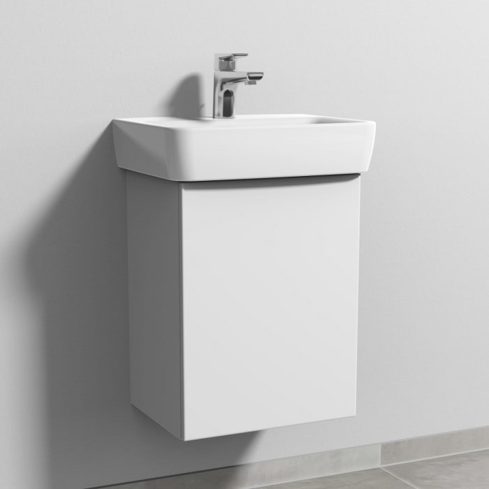 Sanipa 3way Waschtischunterbau für Keramik-Waschtisch Renova Plan 45 cm, 1 Tür, Anschlag rechts, mit Push to open