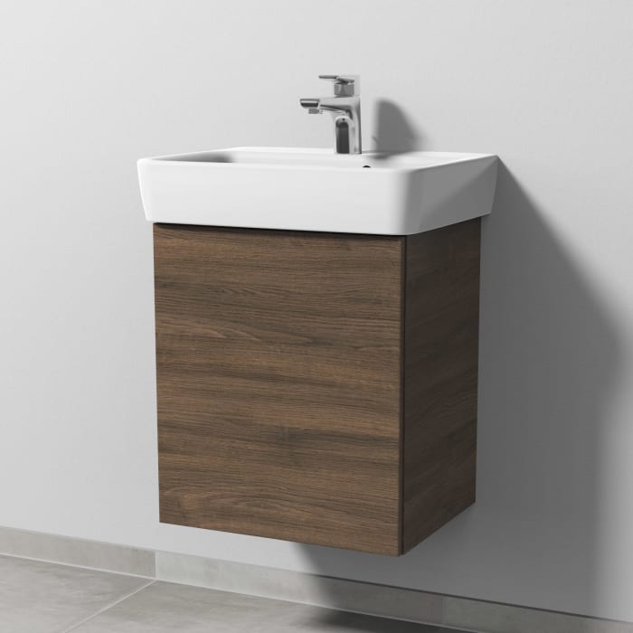 Sanipa 3way Waschtischunterbau für Keramik-Waschtisch Renova Plan 50 cm, 1 Tür, Anschlag links, mit Push to open