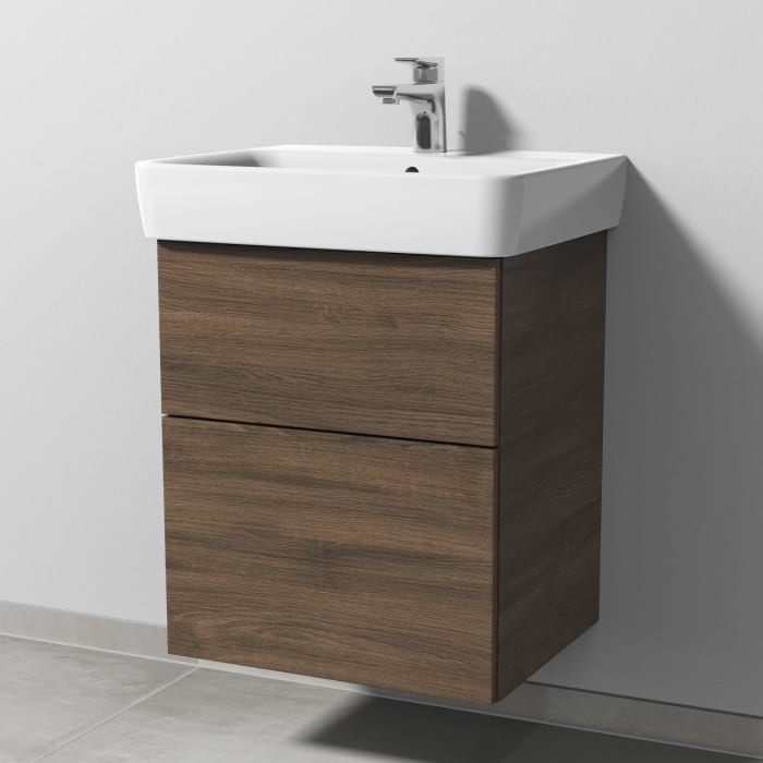 Sanipa 3way Waschtischunterbau für Keramik-Waschtisch Renova Plan 55 cm, 2 Auszüge mit Push to open