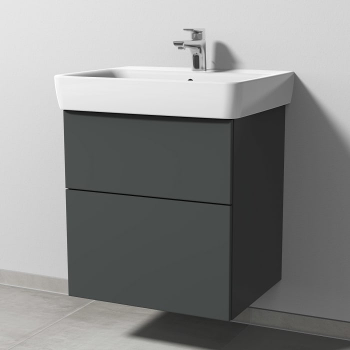 Sanipa 3way Waschtischunterbau für Keramik-Waschtisch Renova Plan 60 cm, 2 Auszüge mit Push to open