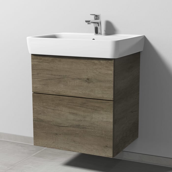 Sanipa 3way Waschtischunterbau für Keramik-Waschtisch Renova Plan 60 cm, 2 Auszüge mit Push to open