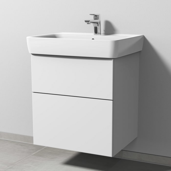 Sanipa 3way Waschtischunterbau für Keramik-Waschtisch Renova Plan 60 cm, 2 Auszüge mit Push to open