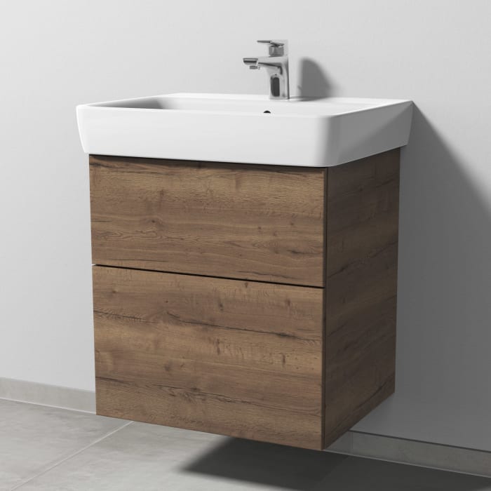 Sanipa 3way Waschtischunterbau für Keramik-Waschtisch Renova Plan 60 cm, 2 Auszüge mit Push to open