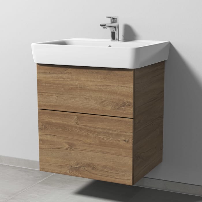 Sanipa 3way Waschtischunterbau für Keramik-Waschtisch Renova Plan 60 cm, 2 Auszüge mit Push to open