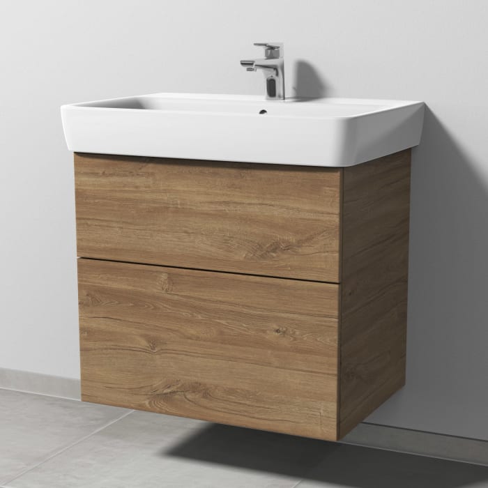 Sanipa 3way Waschtischunterbau für Keramik-Waschtisch Renova Plan 70 cm, 2 Auszüge mit Push to open