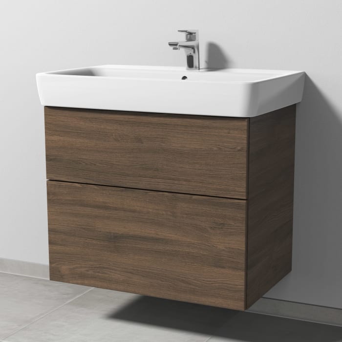 Sanipa 3way Waschtischunterbau für Keramik-Waschtisch Renova Plan 75 cm, 2 Auszüge mit Push to open