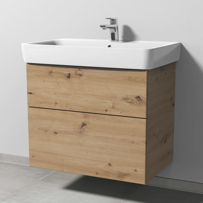 Sanipa 3way Waschtischunterbau für Keramik-Waschtisch Renova Plan 75 cm, 2 Auszüge mit Push to open