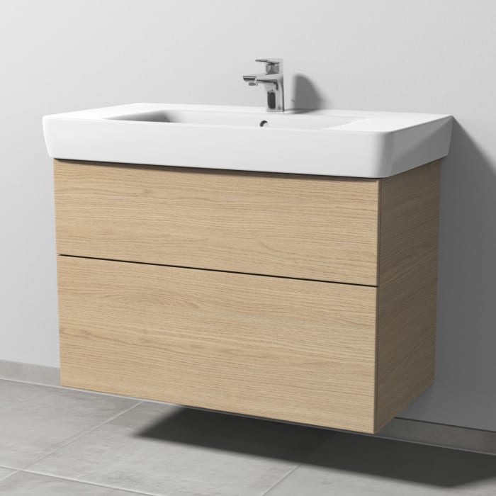 Sanipa 3way Waschtischunterbau für Keramik-Waschtisch Renova Plan 90 cm, 2 Auszüge mit Push to open