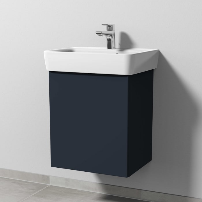 Sanipa 3way Waschtischunterbau für Keramik-Waschtisch Renova Plan 50 cm, 1 Tür, Anschlag links, mit Push to open