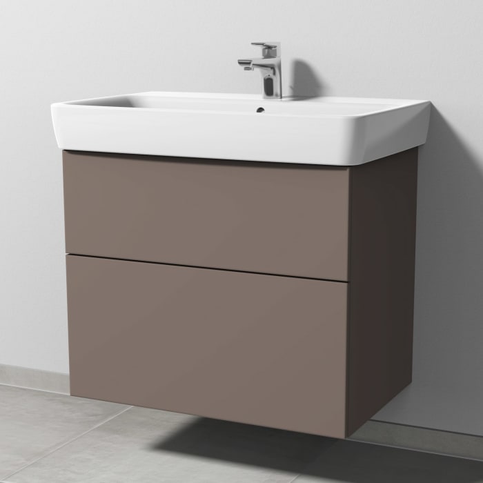 Sanipa 3way Waschtischunterbau für Keramik-Waschtisch Renova Plan 75 cm, 2 Auszüge mit Push to open