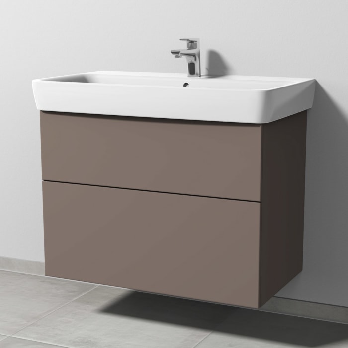 Sanipa 3way Waschtischunterbau für Keramik-Waschtisch Renova Plan 85 cm, 2 Auszüge mit Push to open