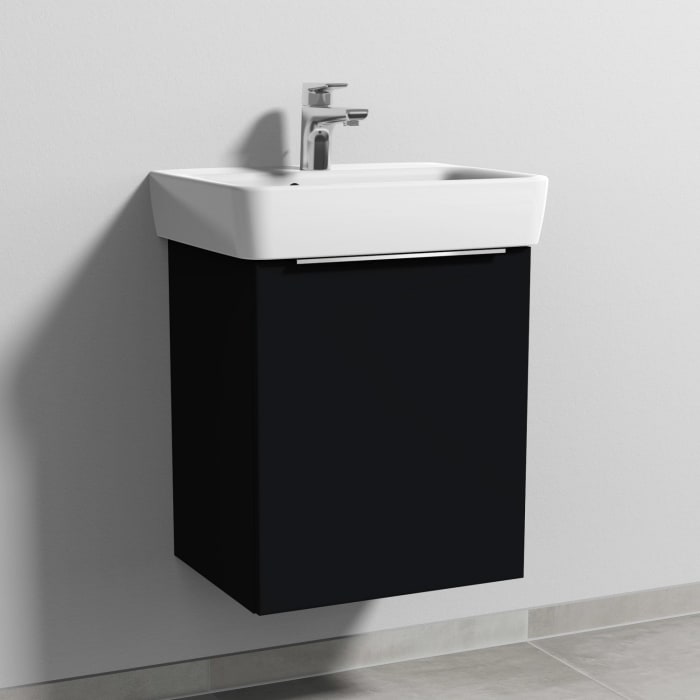 Sanipa 3way Waschtischunterbau für Keramik-Waschtisch Renova Plan 50 cm, 1 Tür, Anschlag rechts, mit Aufsatzgriff