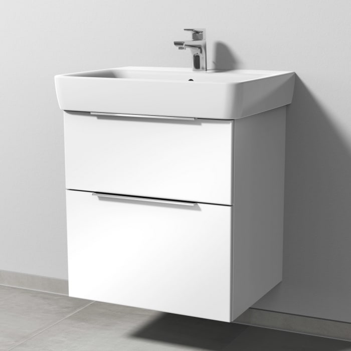 Sanipa 3way Waschtischunterbau für Keramik-Waschtisch Renova Plan 60 cm, 2 Auszüge mit Aufsatzgriff