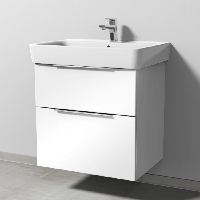 Sanipa 3way Waschtischunterbau für Keramik-Waschtisch Renova Plan 65 cm, 2 Auszüge mit Aufsatzgriff