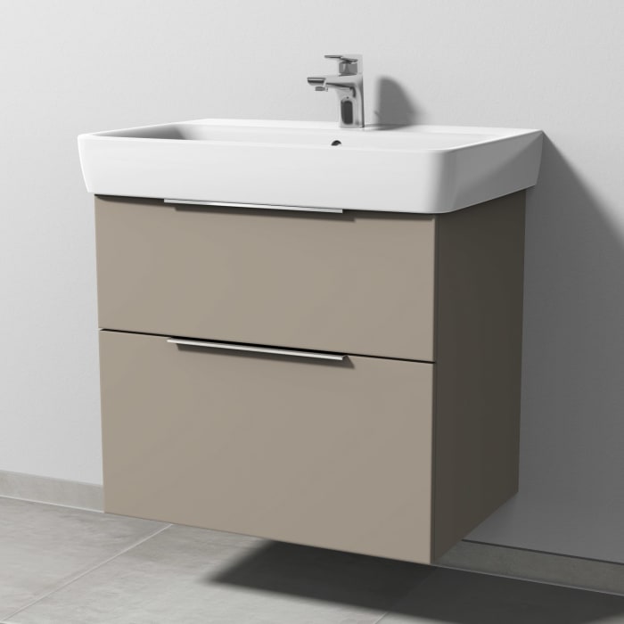 Sanipa 3way Waschtischunterbau für Keramik-Waschtisch Renova Plan 70 cm, 2 Auszüge mit Aufsatzgriff