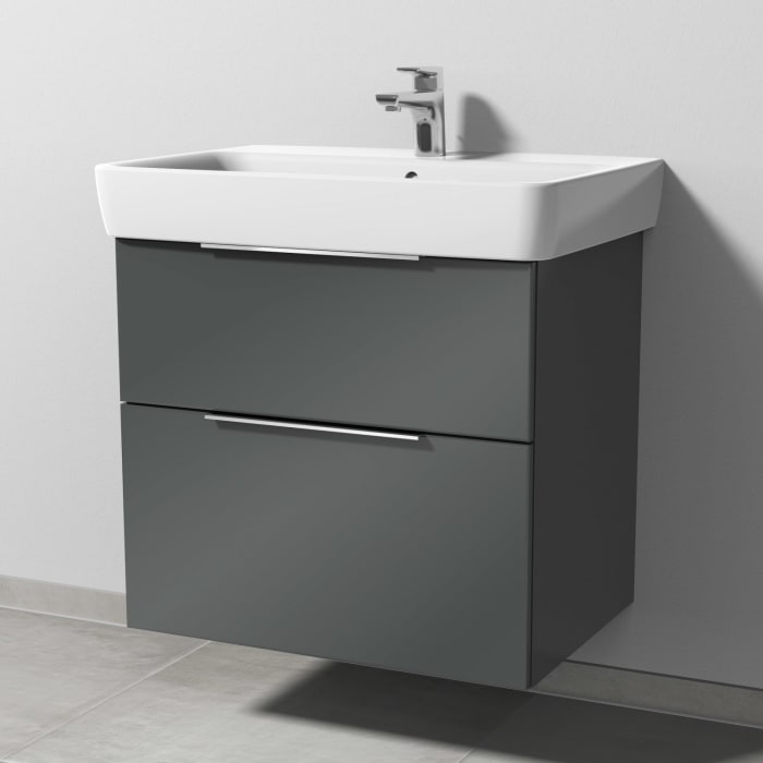 Sanipa 3way Waschtischunterbau für Keramik-Waschtisch Renova Plan 70 cm, 2 Auszüge mit Aufsatzgriff
