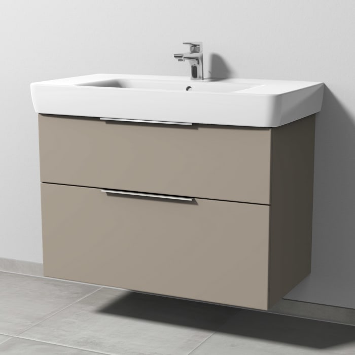 Sanipa 3way Waschtischunterbau für Keramik-Waschtisch Renova Plan 90 cm, 2 Auszüge mit Aufsatzgriff