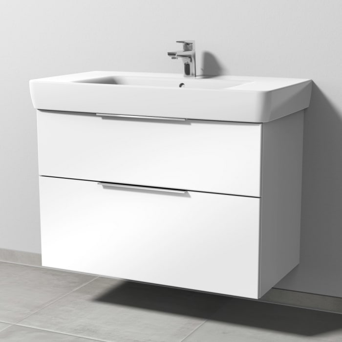 Sanipa 3way Waschtischunterbau für Keramik-Waschtisch Renova Plan 90 cm, 2 Auszüge mit Aufsatzgriff