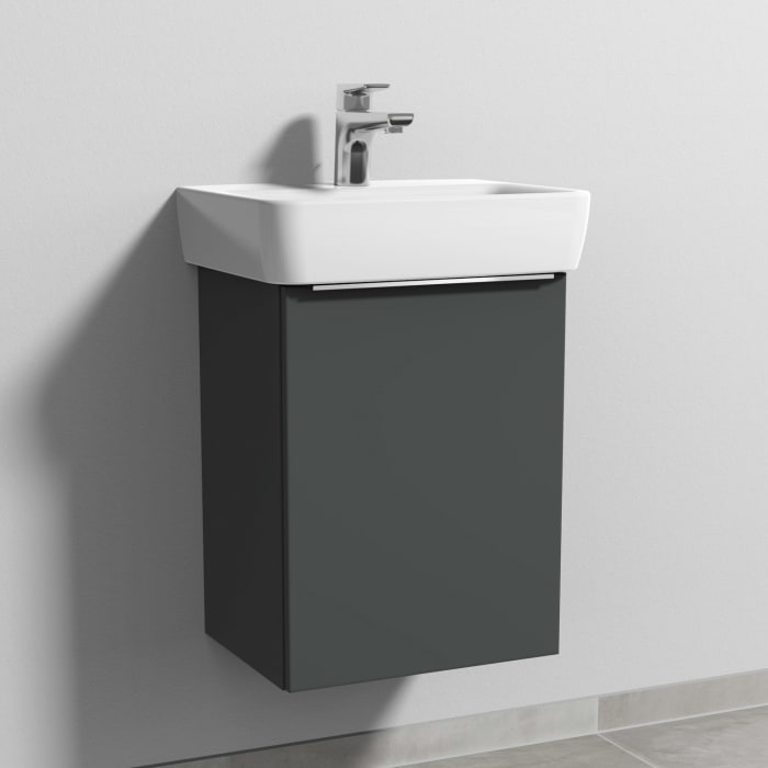 Sanipa 3way Waschtischunterbau für Keramik-Waschtisch Renova Plan 45 cm, 1 Tür, Anschlag rechts, mit Aufsatzgriff