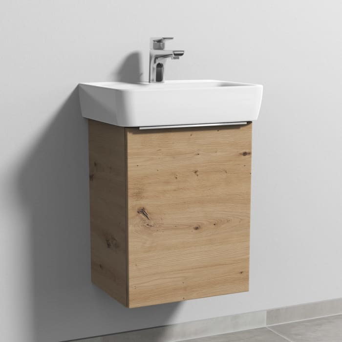 Sanipa 3way Waschtischunterbau für Keramik-Waschtisch Renova Plan 45 cm, 1 Tür, Anschlag rechts, mit Aufsatzgriff