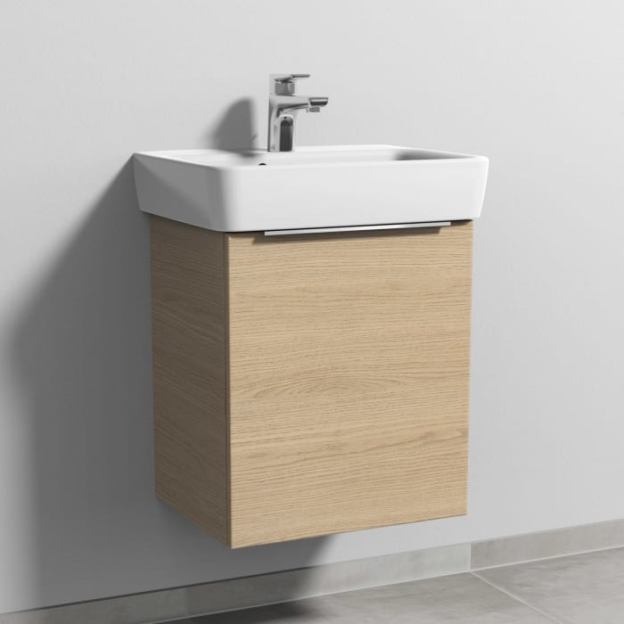 Sanipa 3way Waschtischunterbau für Keramik-Waschtisch Renova Plan 50 cm, 1 Tür, Anschlag rechts, mit Aufsatzgriff