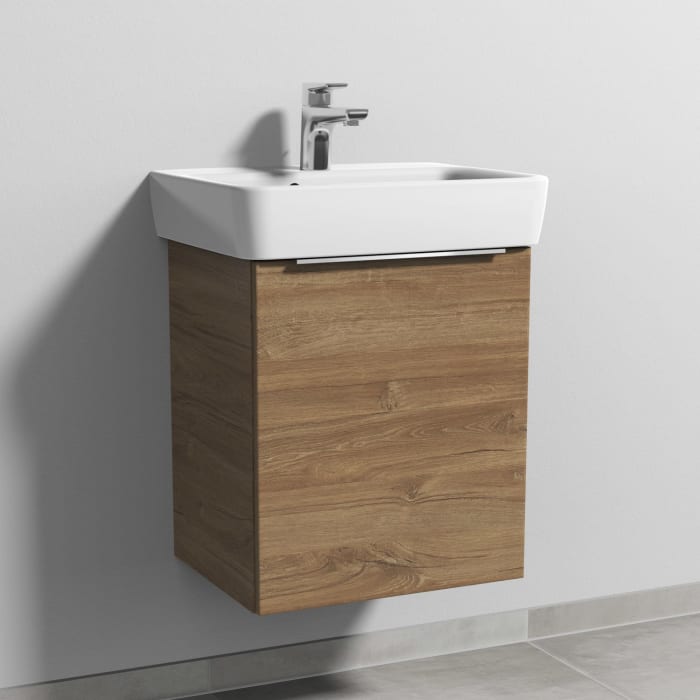 Sanipa 3way Waschtischunterbau für Keramik-Waschtisch Renova Plan 50 cm, 1 Tür, Anschlag rechts, mit Aufsatzgriff