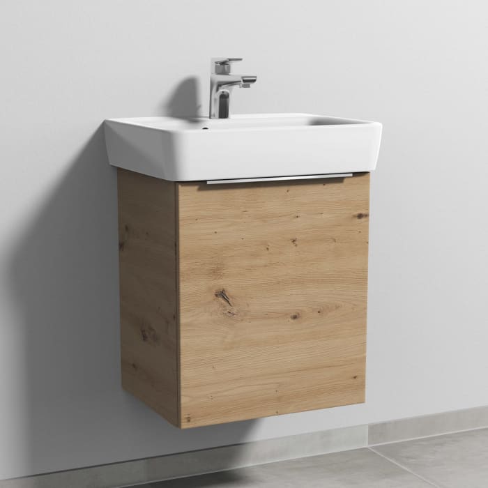 Sanipa 3way Waschtischunterbau für Keramik-Waschtisch Renova Plan 50 cm, 1 Tür, Anschlag rechts, mit Aufsatzgriff