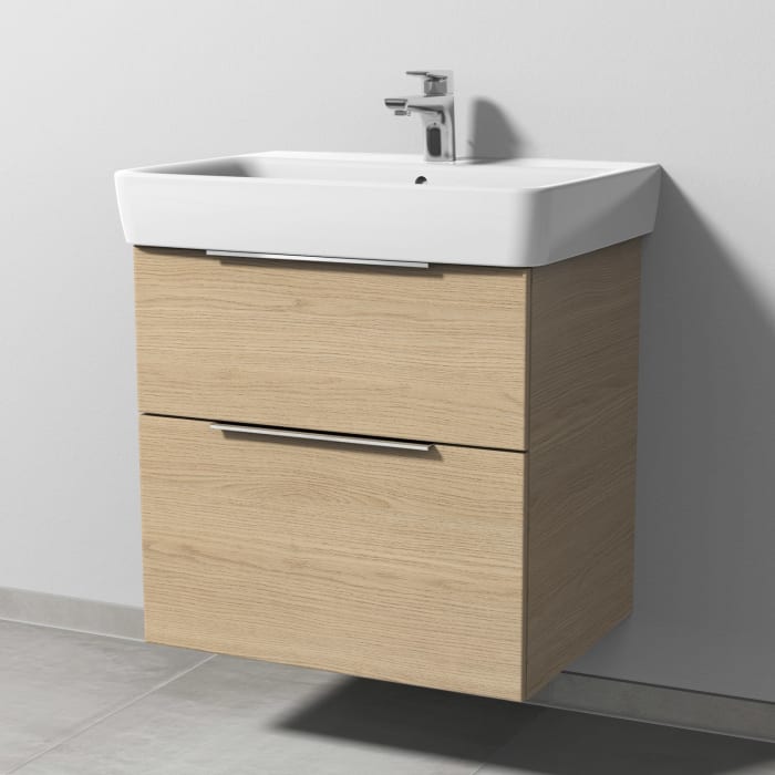 Sanipa 3way Waschtischunterbau für Keramik-Waschtisch Renova Plan 65 cm, 2 Auszüge mit Aufsatzgriff