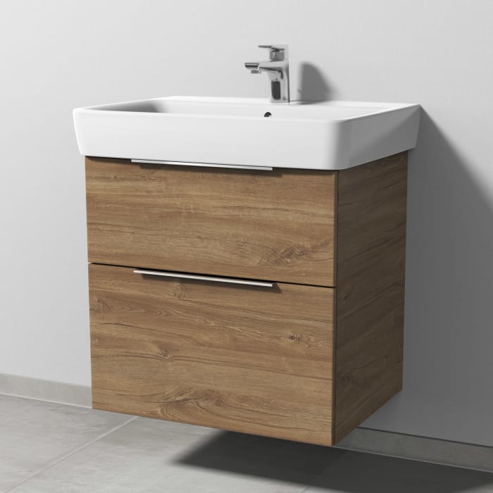 Sanipa 3way Waschtischunterbau für Keramik-Waschtisch Renova Plan 65 cm, 2 Auszüge mit Aufsatzgriff