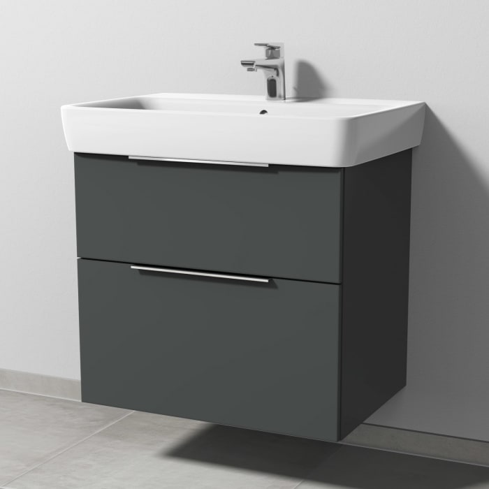 Sanipa 3way Waschtischunterbau für Keramik-Waschtisch Renova Plan 70 cm, 2 Auszüge mit Aufsatzgriff