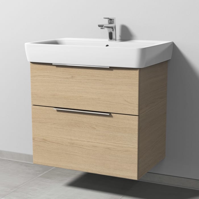 Sanipa 3way Waschtischunterbau für Keramik-Waschtisch Renova Plan 70 cm, 2 Auszüge mit Aufsatzgriff