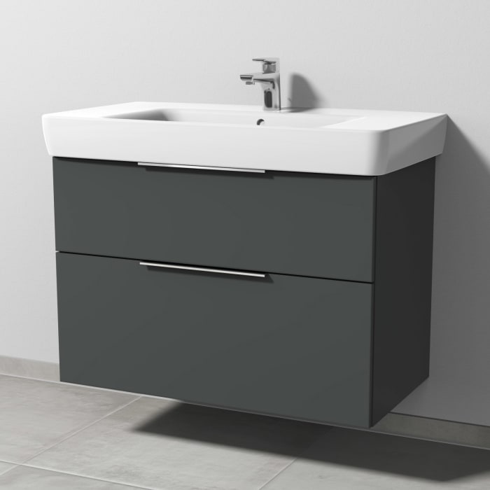 Sanipa 3way Waschtischunterbau für Keramik-Waschtisch Renova Plan 90 cm, 2 Auszüge mit Aufsatzgriff