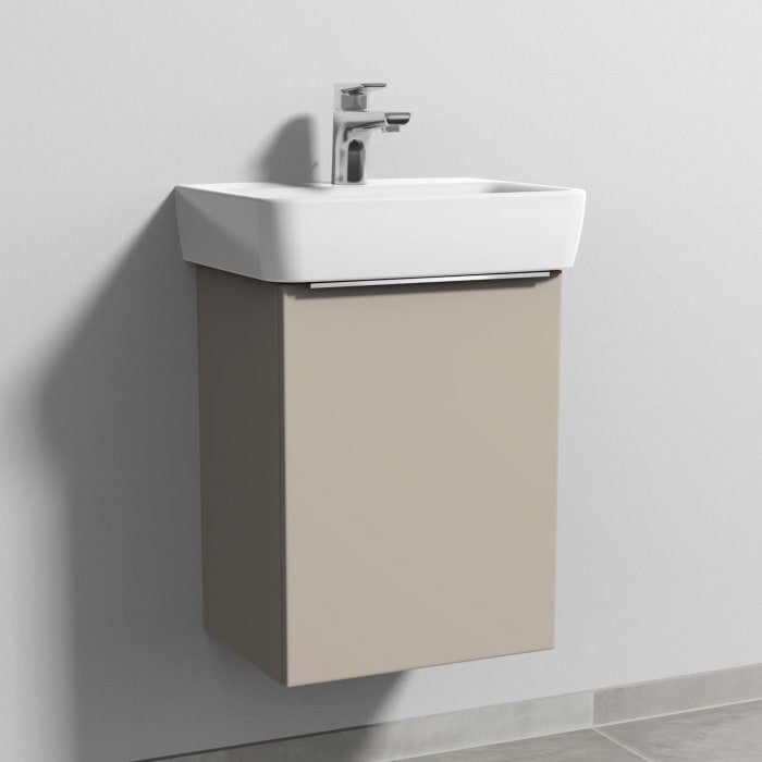 Sanipa 3way Waschtischunterbau für Keramik-Waschtisch Renova Plan 45 cm, 1 Tür, Anschlag rechts, mit Aufsatzgriff