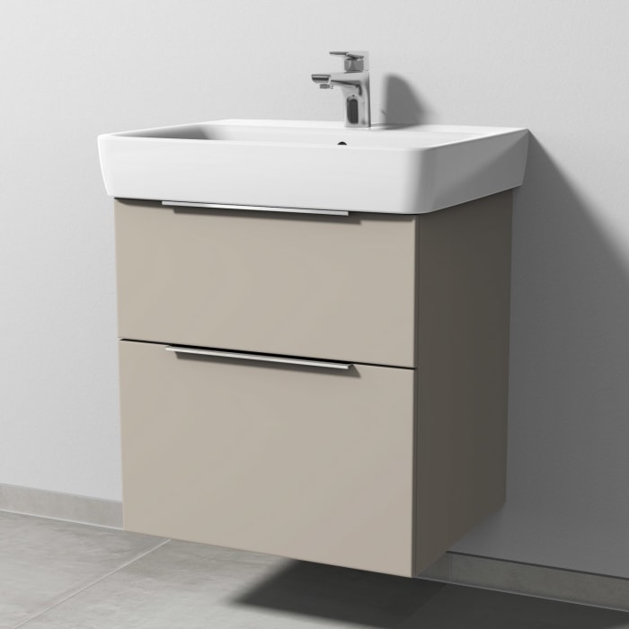 Sanipa 3way Waschtischunterbau für Keramik-Waschtisch Renova Plan 60 cm, 2 Auszüge mit Aufsatzgriff