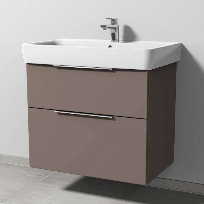 Sanipa 3way Waschtischunterbau für Keramik-Waschtisch Renova Plan 75 cm, 2 Auszüge mit Aufsatzgriff