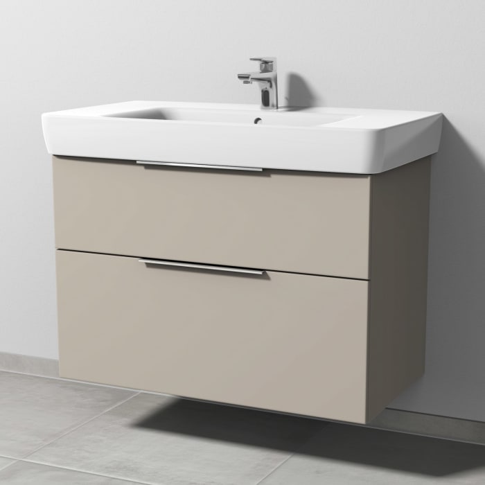 Sanipa 3way Waschtischunterbau für Keramik-Waschtisch Renova Plan 90 cm, 2 Auszüge mit Aufsatzgriff