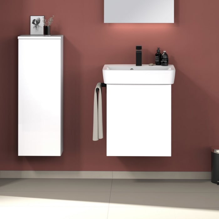 Sanipa 3way Waschtischunterbau für Keramik-Waschtisch Renova Plan 50 cm, 1 Tür, Anschlag rechts, mit Push to open