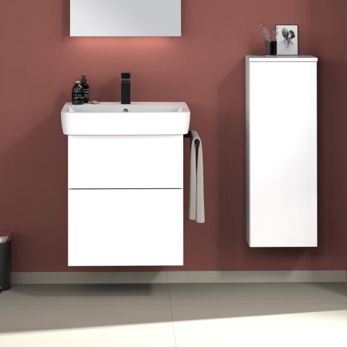 Sanipa 3way Waschtischunterbau für Keramik-Waschtisch Renova Plan 55 cm, 2 Auszüge mit Push to open