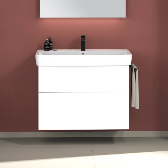 Sanipa 3way Waschtischunterbau für Keramik-Waschtisch Renova Plan 85 cm, 2 Auszüge mit Push to open