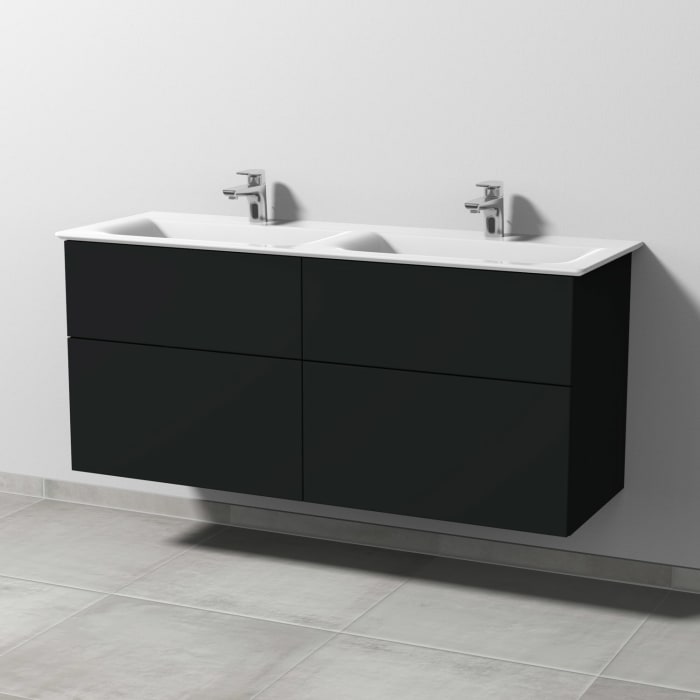 Sanipa 3way Waschtischunterbau für Keramik-Doppelwaschtisch Connect Air 134 cm, 4 Auszüge mit Push to open