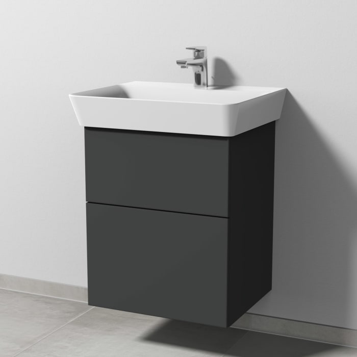 Sanipa 3way Waschtischunterbau für Keramik-Waschtisch Connect Air Cube 55 cm, 2 Auszüge mit Push to open