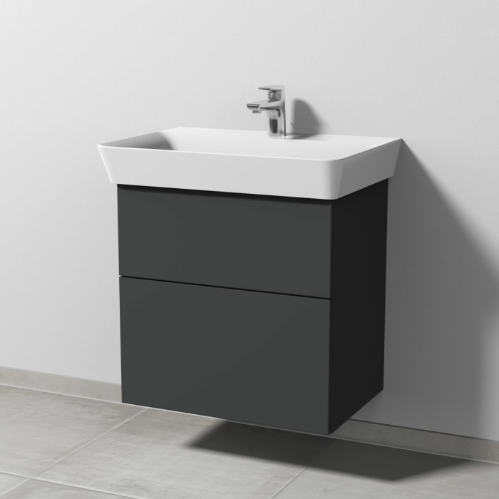 Sanipa 3way Waschtischunterbau für Keramik-Waschtisch Connect Air Cube 65 cm, 2 Auszüge mit Push to open