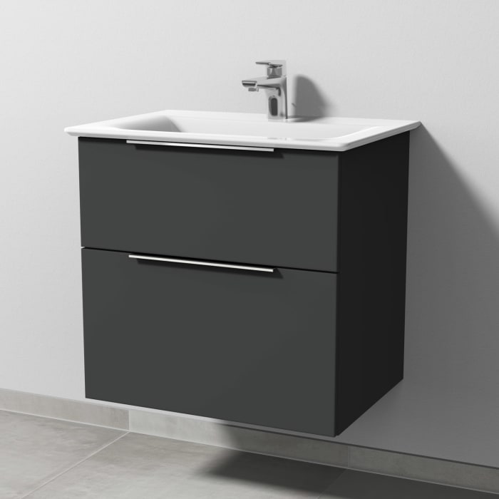 Sanipa 3way Waschtischunterbau für Keramik-Waschtisch Connect Air 64 cm, 2 Auszüge mit Aufsatzgriff