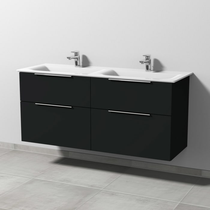 Sanipa 3way Waschtischunterbau für Keramik-Doppelwaschtisch Connect Air 134 cm, 4 Auszüge mit Aufsatzgriff