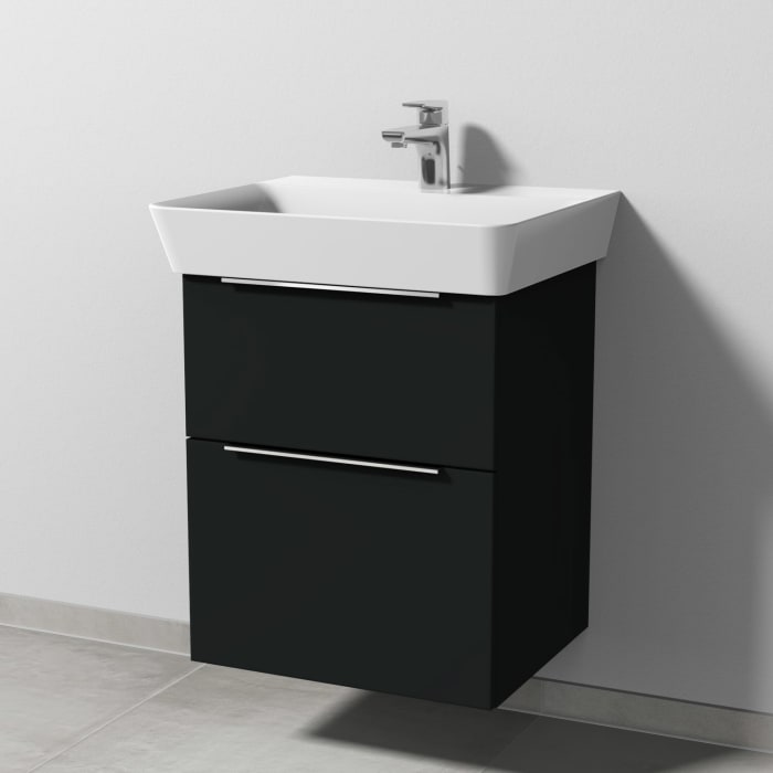 Sanipa 3way Waschtischunterbau für Keramik-Waschtisch Connect Air Cube 55 cm, 2 Auszüge mit Aufsatzgriff